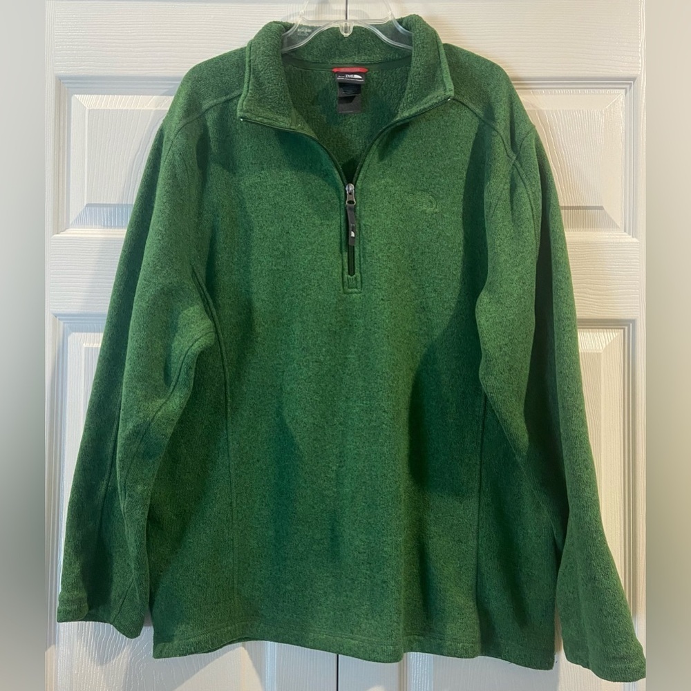 THE NORTH FACE Men's Sz XL Green 1/4-Zip Fleece-Lined Heavy Pullover Sweater